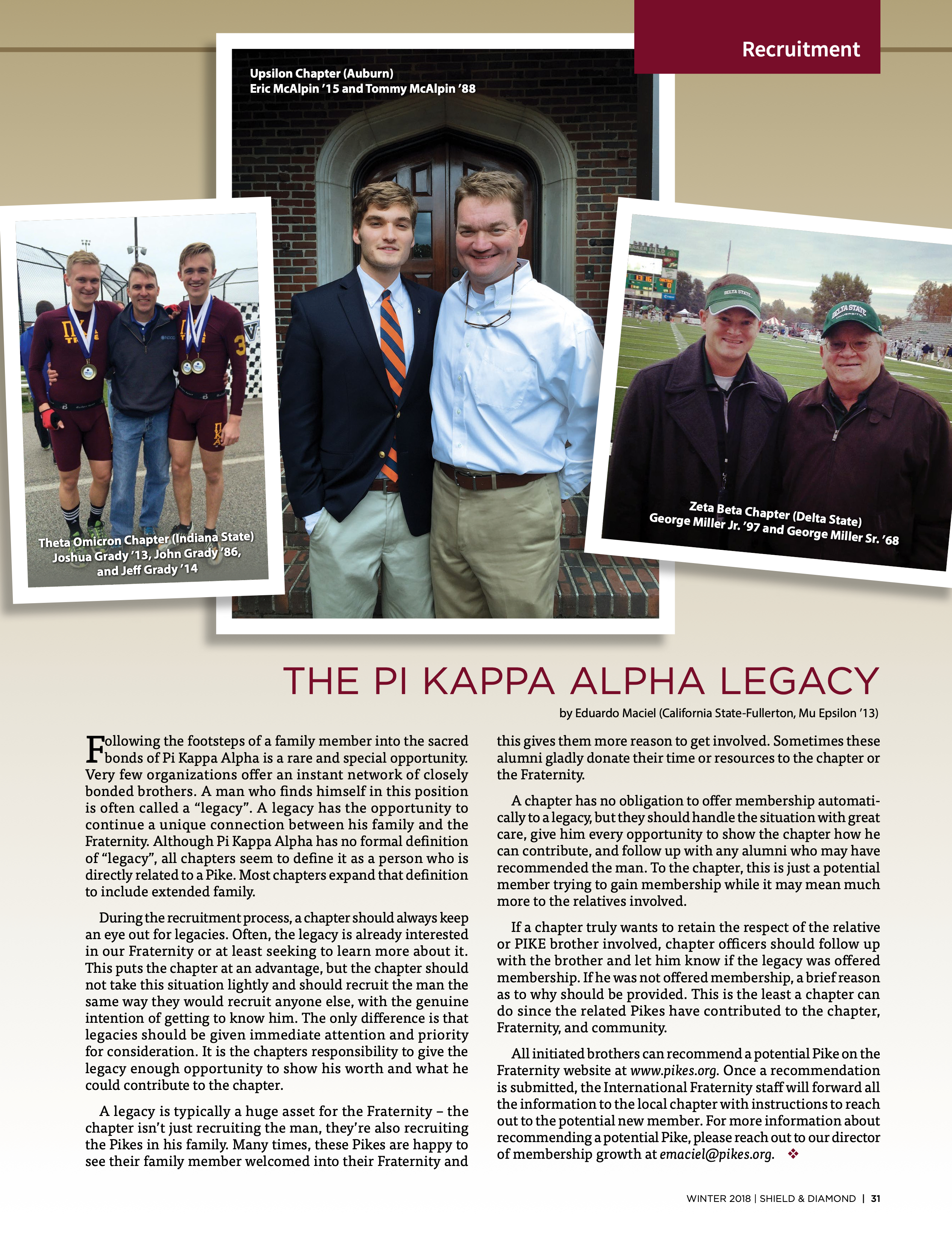 Recruitment: The Pi Kappa Alpha Legacy, Winter 2018